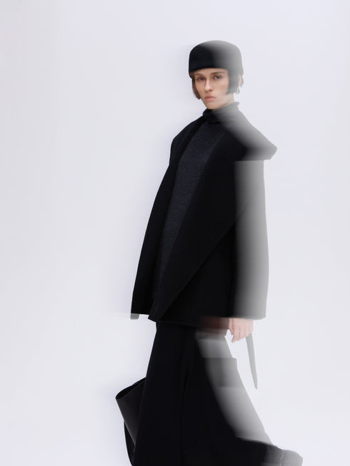 Sculpted Lapel Wool Coat